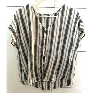 Maurices Vertical Striped Button Up Sleeveless Blouse